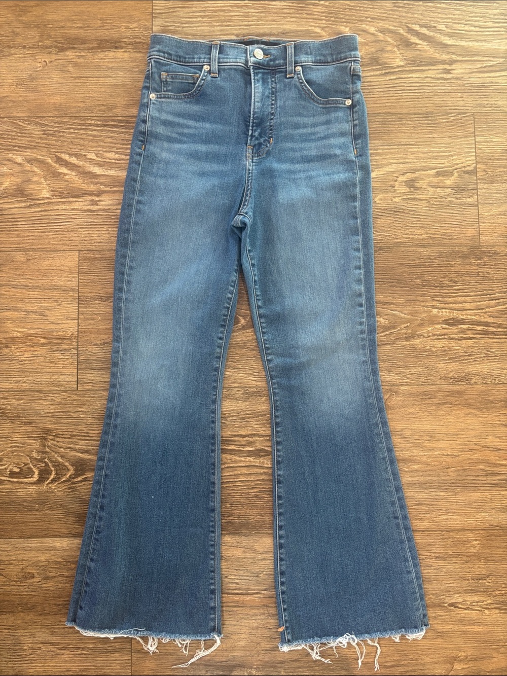 Veronica Beard Carson Ankle Flare High Rise Jeans Raw Hem Women's Size 28